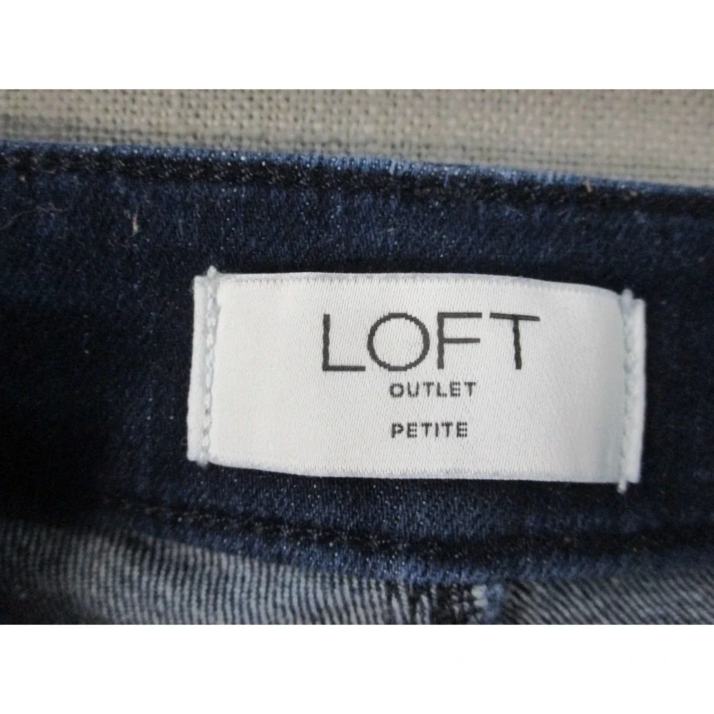 Loft‎ Outlet Petite Womens Dark Wash Sailor Button Skinny Jeans Blue High Rise
